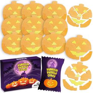 lot 5819 image: Halloween Pumpkin Puzzle Candy - 12 Pack Individually Wrapped Large 35g - Unique Halloween Themed Candy - Great for Trick or Treat - Kids Fall Party Favors