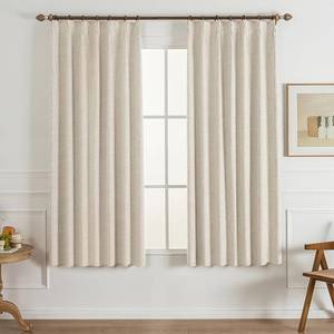 lot 5829 image: 72 Inch Long Cream White Pinch Pleated 100% Blackout Curtains & Drapes,Bedroom Livingroom Farmhouse Beige Curtains 2 Panel Sets,Room Darkening Thermal Insulated Window Curtain