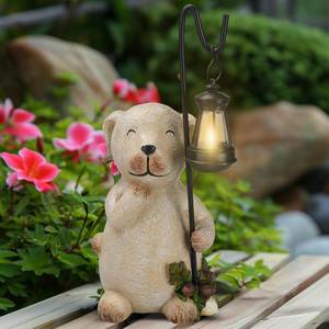 lot 5839 image: Dog Solar Garden Statues, Resin Dog with Solar Lantern Figurine Decorations for Lawn,Yard,Patio,Housewarming Gift for Home