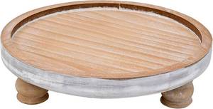 lot 5852 image: Modern Farmhouse Wood Riser for Display Waterproof Brown Round Pedestal Stand for Kitchen Counter and Home Decor, Perfect for Soap on Sink