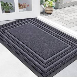 lot 5855 image: Buganda Front Door Mat Indoor Outdoor Entrance, Non-Slip Natural Rubber Doormats, Easy Clean, Low Profile, Dirt Trapper Entryway Floor Mats for Outside, Garages and Patios, 29.5x17, Grey