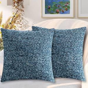 lot 5890 image: Chenille Throw Pillow Covers 18x18 Inch Set of 2, Square Decorative Pillow Cover wHidden Zipper, Spray-Dyed Yarn Boho Farmhouse Accent Pillow Cases for Couch, Sofa, Bed, Car, Living Room