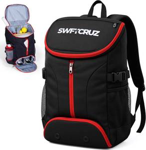 lot 5894 image: Tennis Bag, Tennis Backpack for Women and Men, Hold 2 Tennis Racket, Pickleball Paddles, Lightweight Oxford Tennis Racket Bag with Ventilated Shoe Compartment