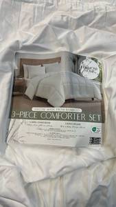 lot 2062 image: Harmony Home 3-Piece Comforter Set. Size King.  Color Ivory.
