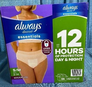 lot 3002 image: Always Discreet Maximum Protection Underwear SM 56ct
