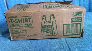 lot 3009 image: Small T-Shirt Style Thank You Bags - Box of 2000