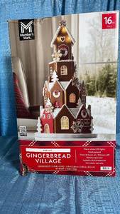 lot 3010 image: Pre-lit LED Gingerbread Village Display
