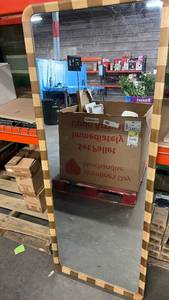 lot 3045 image: Large Wall Mirror with Natural Wood Frame