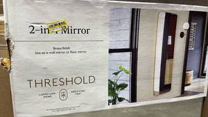 lot 3050 image: Threshold 2-in-1 FloorWall Mirror with Brass Frame