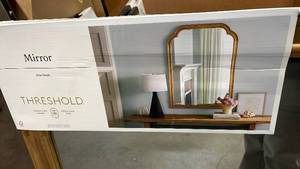 lot 3053 image: Threshold Arched Wall Mirror with Gold Frame