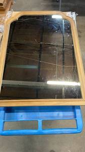 lot 3059 image: Threshold Pine Finish Arched Wall Mirror