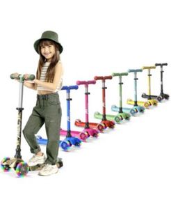 lot 8449 image: Lifemaster Kids Scooter   Children and Toddler 3 Wheel Kick Scooter   LED Wheel Lights Illuminate when Rolling  Adjustable Handlebar   Indoor and Outdoor - Camouflage