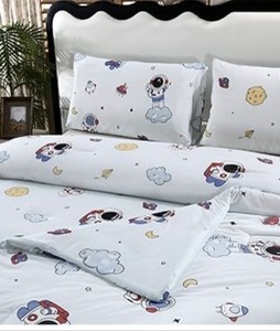 lot 8459 image: SDIII Astronaut Comforter Set Twin 3 Pieces, Silky Breathable Microfiber and Spandex, Outer Space Bedding Twin for Boys Girls Kids and Teens