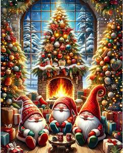 lot 8461 image: Christmas Paint by Numbers Kits for Adults - Painting by Numbers Kit Gnome, Gnomes Adults Paint by Number Kits on Canvas Without Frame Oil Painting Acrylic Paints for Home Wall Decor 16X20 inch