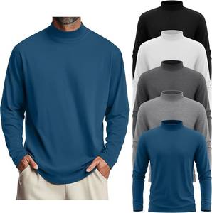 5 Pack Mens Big and Tall Mock Turtleneck Long Sleeve Shirts Plus Size Basic Casual Thermal Pullover Tops 5XL