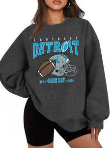 lot 8508 image: MAXIMGR Football Sweatshirt Women Game Day Sweatshirts Football Team Fans Pullover Shirt Sunday Funday Long Sleeve Tops SIZE S