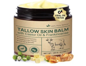 lot 8526 image: Beef Tallow for Skin & Face Cream with Castor Oil and Frankincense,120g,Organic Natural 100% Grass Fed,Whipped Beef Tallow Balm Deeply Moisturizing for Face & Body Care,4.2 oz