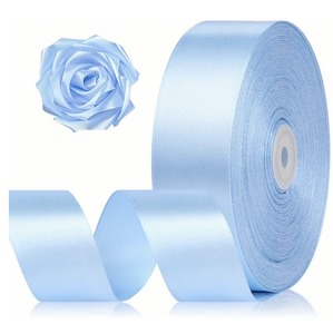 lot 8532 image: 1-12 Inch 100 Yards Sky Blue Satin Ribbon, Solid Fabric Ribbon Roll for Flower Bouquet, Gift Wrapping, Roses Making, Handmade Crafts
