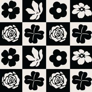 lot 8541 image: Dimoon 17.3x78.7 Peel and Stick Wallpaper Black White Floral Contact Paper Geometric Retro Vintage Thickening Embossed Cream Flower Renter Friendly Wall Paper Boho Aztec Bedroom Vinyl Wrap Roll