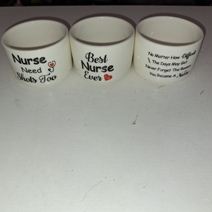 lot 8550 image: 3 POTS FOR NURSE BEST NURSE EVER 3 SET
