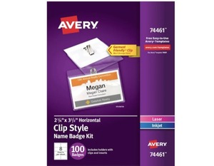 lot 8559 image: AVE74461 - Avery Badge Holder Kit wLaserInkjet Insert