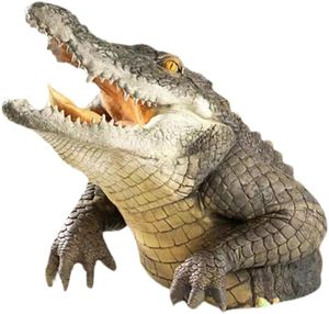 lot 8569 image: Angoily Floating Crocodile Head Ornament Realistic Pond Animal Decor Lightweight Outdoor Garden Sculpture Patio Pool Head Model