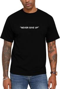 lot 8584 image: Aiyino Mens Graphic Tees Short Sleeve Never GIVE UP Letter Print Top Crewneck Casual Regular T-Shirt for Men SIZE M