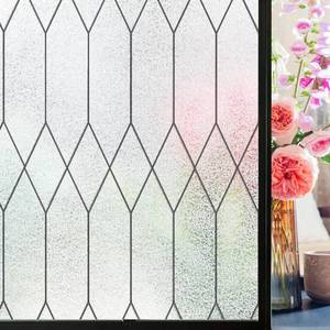 lot 8603 image: FIVE ROLLS Windimiley Window Privacy Film Stained Glass Static Clings, Bathroom Frosted Leaded Decorative Window Stickers, UV Heat Blocking Opaque Removable for Home Door Coverings (17.5 x 78.8in,Pure)