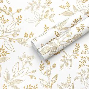 lot 8610 image: 11 ROLLS Heroad Floral Wallpaper Peel and Stick White and Gold Contact Paper Modern Removable Contact Paper for Cabinets and Drawers Bathroom Vinyl Roll Self Adhesive 78.7 x 17.3