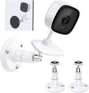 lot 8629 image: 2Pack Adjustable Wall Mount for Tapo Indoor Camera C100C110C110C111, Kasa EC60KC400, WYZE Cam Pan V3v2, 360  Swivel  90  Tilt Mount with Adhesive Tape, No Drill, Better View Angle for Tapo Cam, Camera Sold Separately