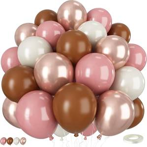 lot 8664 image: Dusty Pink and Brown Balloons, 50PCS 12Inch Boho Balloon with Blush Pink and Brown Rose Gold White Sand Latex Balloons for Girl Baby Shower Valentines Day Bridal Wedding Birthday Party Decorations