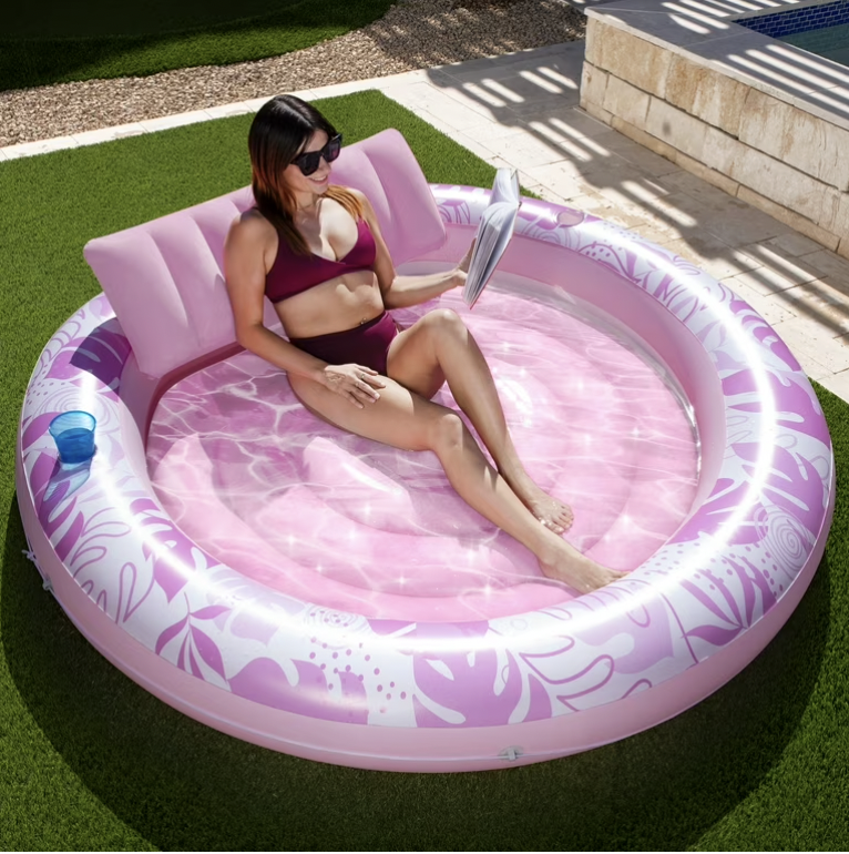 lot 1195 image: Tanning Pool SLOOSH Inflatable Lounger Float,72 X 65 Adult With Pillow,Luxury Fabric Large Suntan Tub Raft