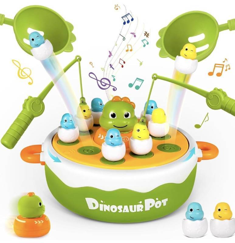 lot 1306 image: Dinosaur Pop Up Board Games, 4-in-1 Magnetic Fishing Games Set, Dinosaur Operation Game for Toddlers Ages 3 Birthday