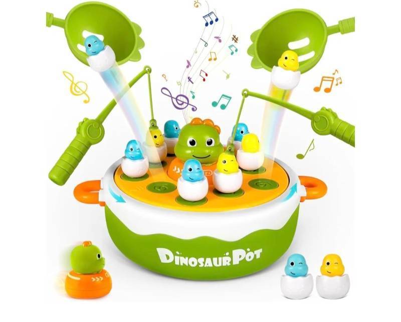 lot 1632 image: Dinosaur Pop Up Board Games, 4-in-1 Magnetic Fishing Games Set, Dinosaur Operation Game for Toddlers Ages 3 Birthday