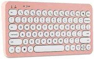 lot 8681 image: Onnn Mini Wireless Office Keyboard with USB Receiver, Pearl Blush Pink
