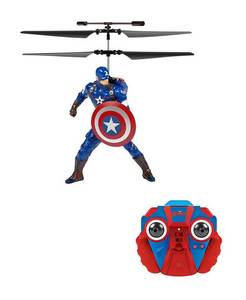 lot 8740 image: World Tech Toys Marvel Avengers Captain America Flying Figure IR Helicopter - Multi