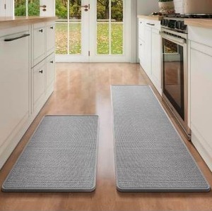 lot 8653 image: Kitchen Mat Kitchen Rugs Sets of 2 PCS Non Slip Washable, Linen-Like 0.3 Thick Cushioned Absorbent Kitchen Mats for Floor, Mild Anti-Fatigue Sink Laundry Standing Mat, Gray 17x3017x59