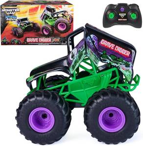 lot 8807 image: Monster Jam, Official Smash & Bash Grave Digger Remote Control Indoor & Outdoor Vehicle, 115 Scale Repairable Monster Truck, Kids Toys for Boy and Girls Ages 4 and up