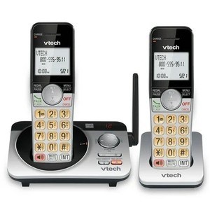 lot 8822 image: VTech CS5229-2 2 Handset Extended Range DECT 6.0 Cordless Phone with Answering System (SilverBlack)