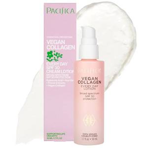 lot 8872 image: Pacifica Beauty Vegan Collagen SPF 30 Broad Spectrum Sunscreen Every Day Face Lotion, UVAUVB Protection for All Skin Types, Lightweight, Moisturizing & Hydrating, Cruelty Free, White, 1.7 Fl Oz
