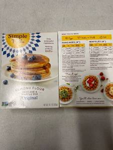 lot 8895 image: TWO BOXES - Simple Mills Gluten Free Pancake &amp Waffle Almond Flour Mix - 10.7oz
