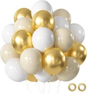 lot 8923 image: White, Sand, and Gold Balloons Party Decorations