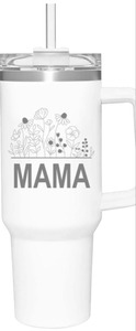 lot 5592 image: MAMA TUMBLER WHITE WITH FLOWERS