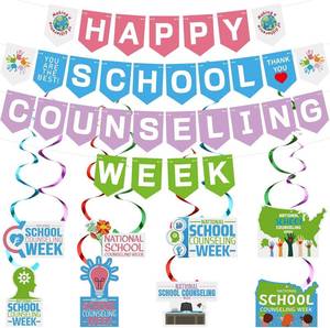 lot 5606 image: Supervitae 47 Pcs Happy School Counseling Week Banner School Counseling Week Decoration Appreciation Party Supply for Holiday Celebrating Events Celebrating Festival Mentoring Teacher
