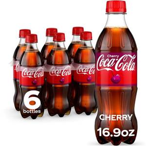 lot 5616 image: Coca-Cola Cherry Soda Soft Drink, 16.9 fl oz, 6 Pack