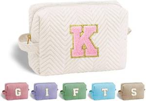 lot 5639 image: Yiolife Initial Monogramed Makeup Cosmetic Toiletry Travel Bag for Women