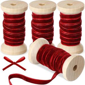 lot 5642 image: Chuangdi 3 Rolls Brown Velvet Ribbon 14inch x 15yd Christmas Tree Decoration Vintage Velvet Ribbon for Wreath Gift Wrapping Bows Making Decoration with Spool - Color is Brown
