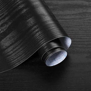 lot 5649 image: Ismoon Black Contact Paper Peel and Stick Wallpaper 17.5x118Wood Grain Contact Paper for Cabinets and Drawers Removable Self-Adhesive Modern Renter Friendly Wallpaper for Desk Countertops Vinyl