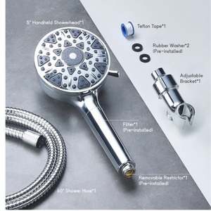 lot 5656 image: InoFlow High Pressure Filtered Shower Head  With Handheld 7 Modes, 5  High Flow Hand Held Hydro Rain Showerhead With 60 Stainless Steel Hose And Adjustable Bracket, Premium Chrome