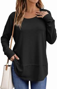 lot 5667 image: Tankaneo Womens Oversized Scoop Neck Long Sleeve Shirts Casual Loose Fit Tunic Tops Fall Basic Tees SIZE M, Pink